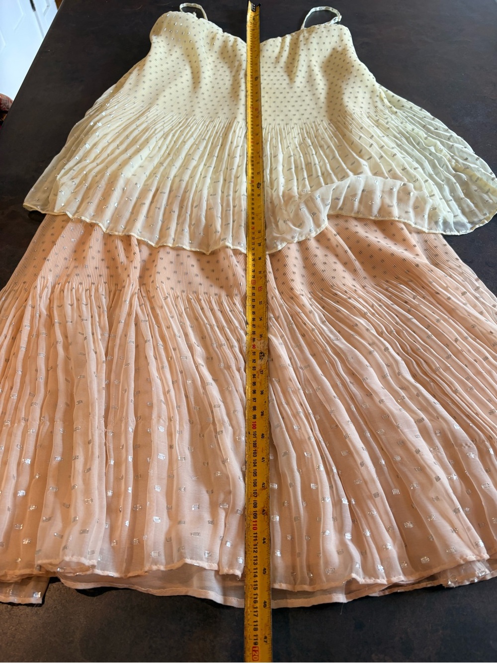 Zara Pale Yellow & Blush Tiered‎ Midi Dress XS - Picture 7 of 10